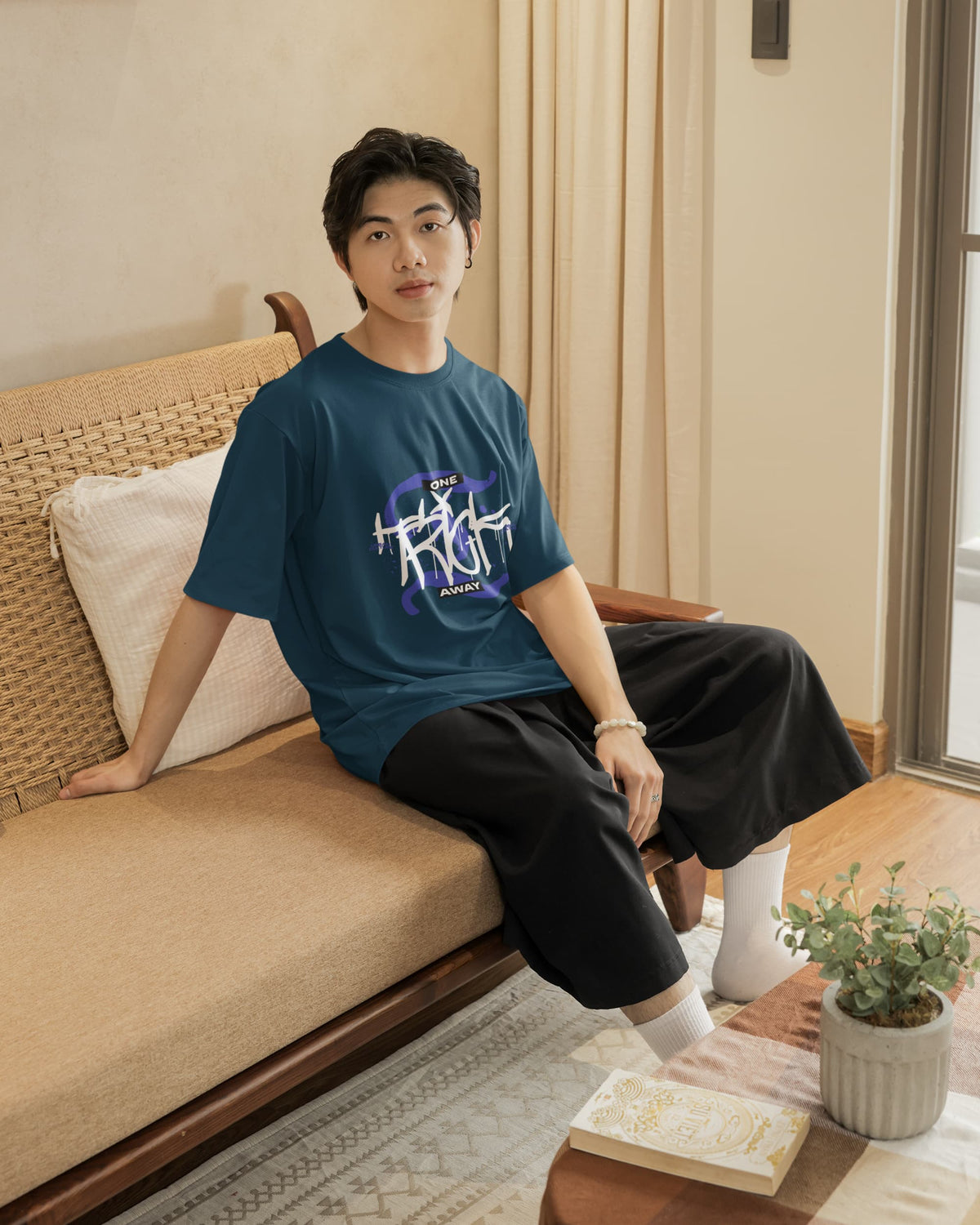 MENS NAVY BLUE OVERSIZED T-SHIRT