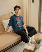 Men's Navy Blue Oversized Round Neck T-shirts