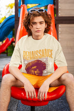 Men's Off White Oversized Round Neck T-shirts