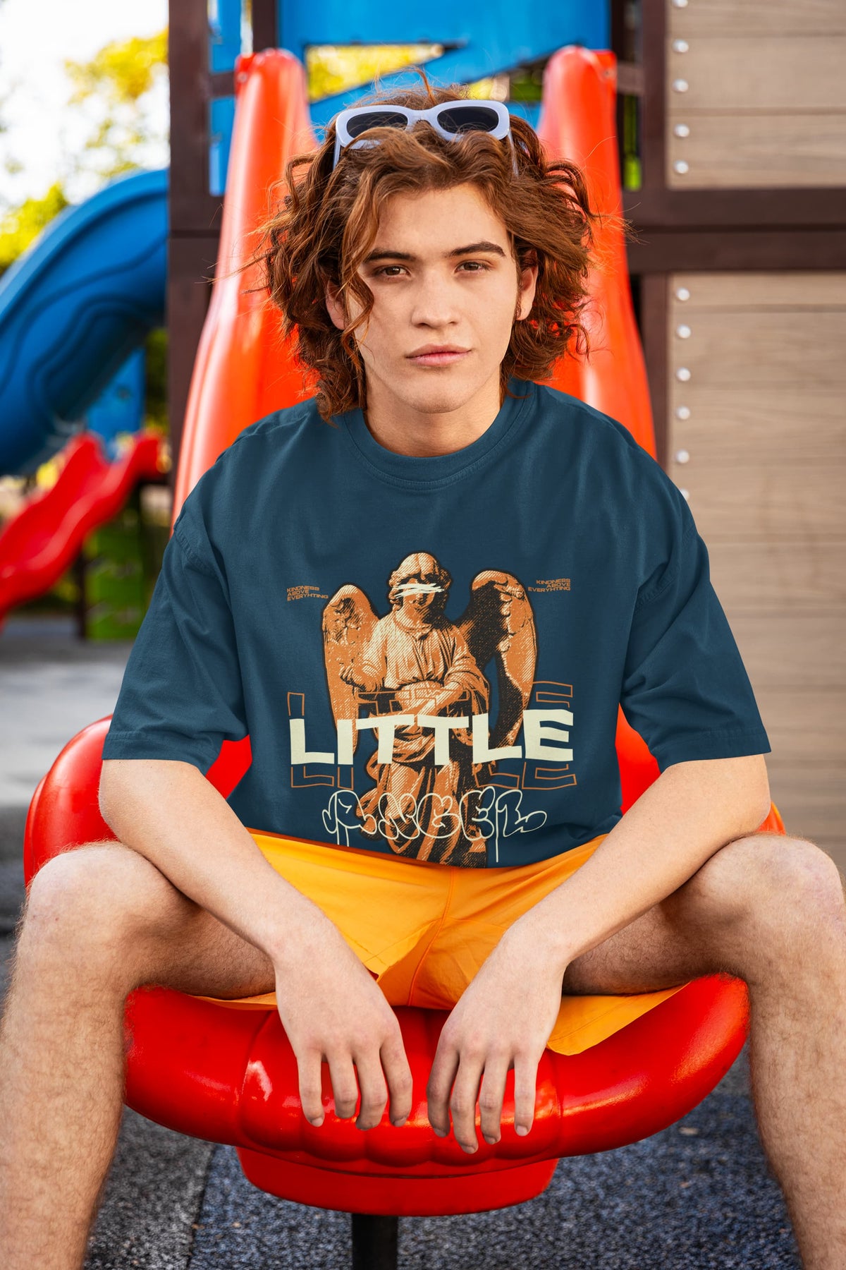 Men's Navy Blue Oversized Round Neck T-shirts