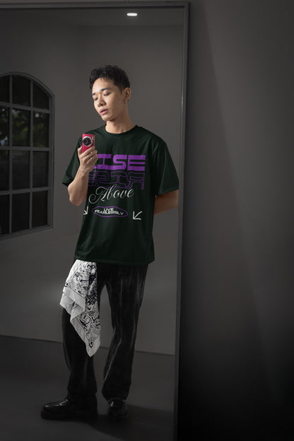 Men's Bottle Green Oversized Round Neck T-shirts