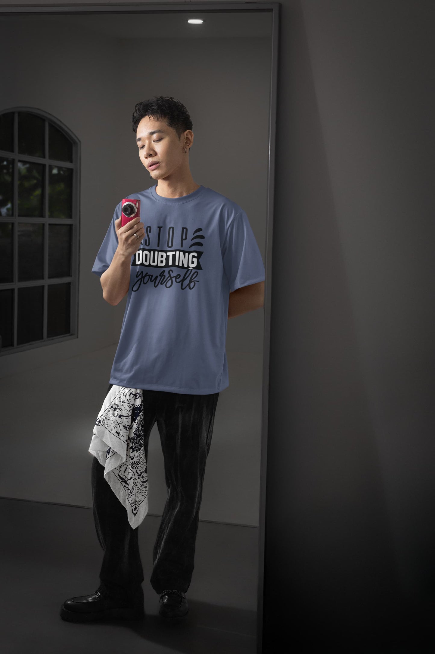 MENS BABY BLUE OVERSIZED ROUNDNECK T-SHIRT