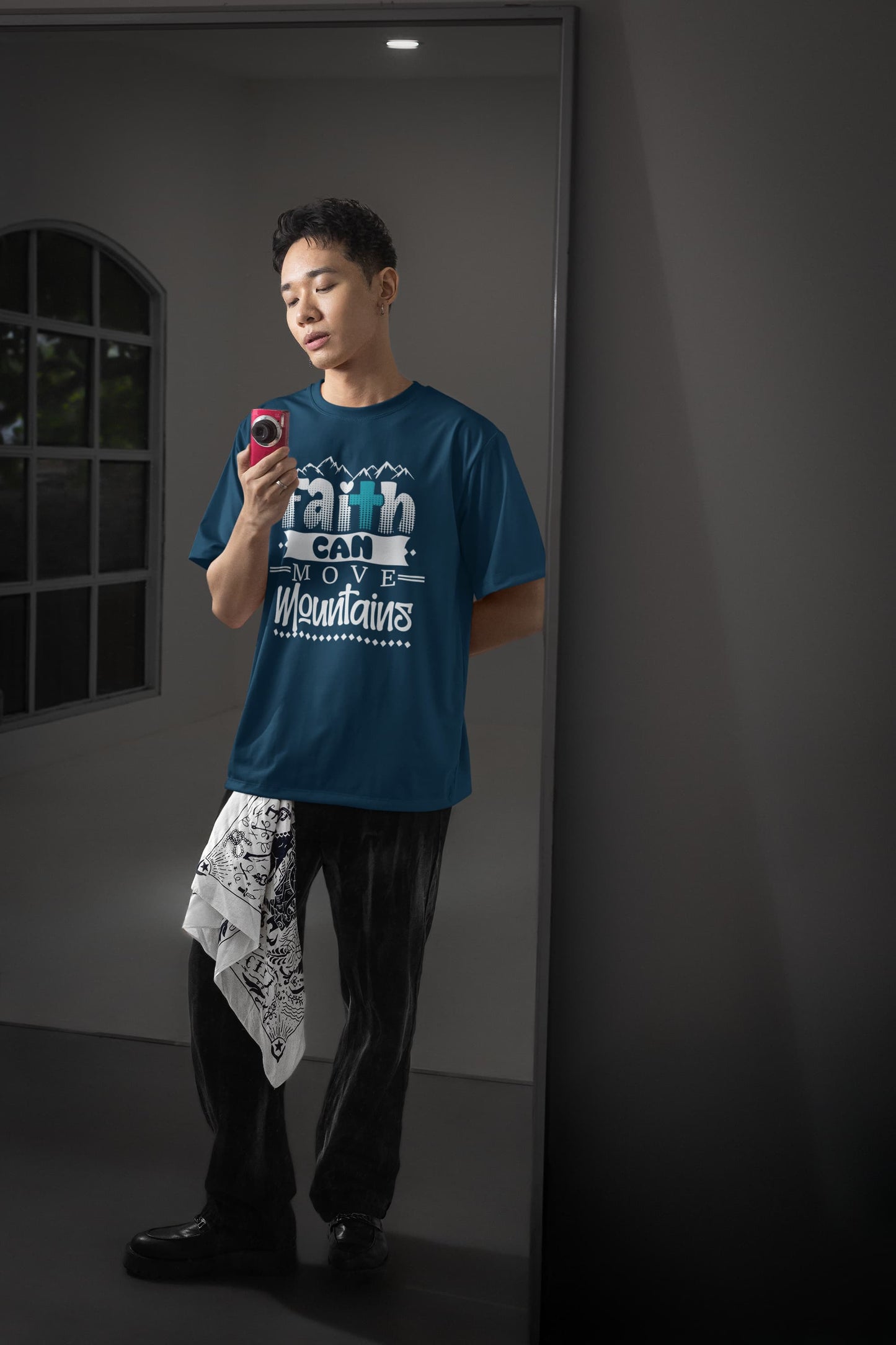 MENS NAVY BLUE OVERSIZED ROUNDNECK T-SHIRT