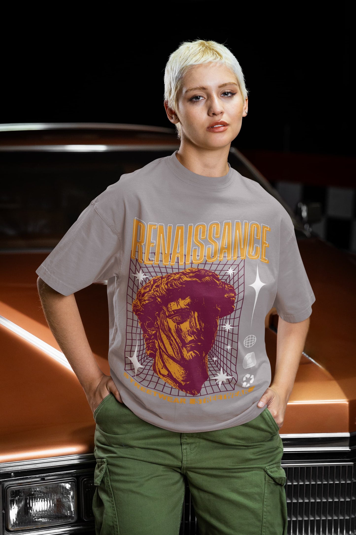 Women's Silver Frost Oversized Round Neck T-shirts