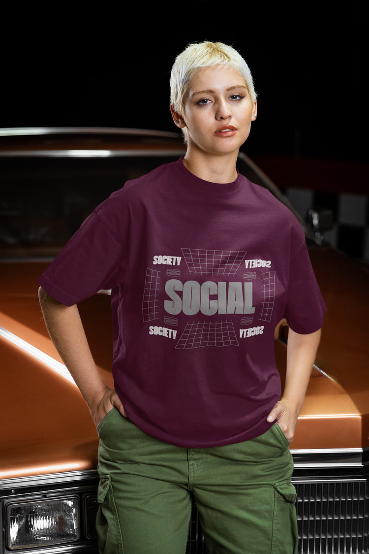 UNISEX BURGUNDY OVERSIZED T-SHIRT