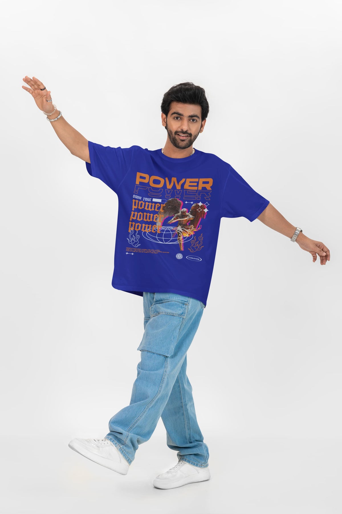 Men's Royal Blue Oversized Round Neck T-shirts