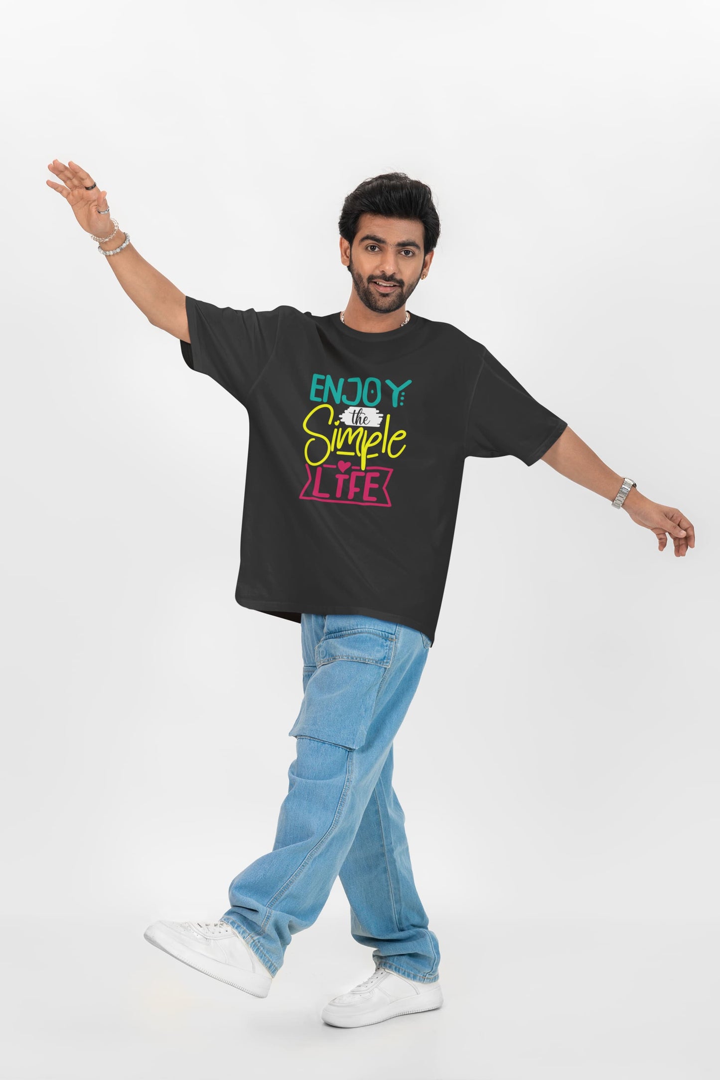 MENS BLACK OVERSIZED ROUNDNECK T-SHIRT