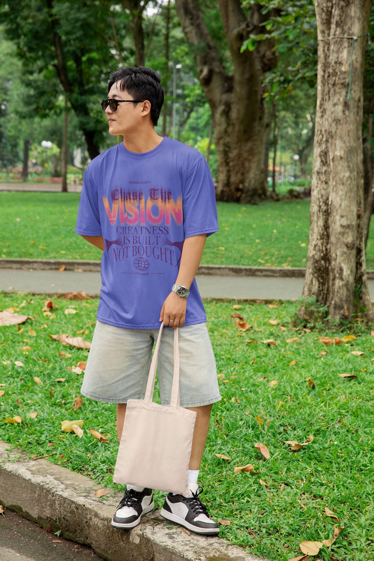 Men's Steel Grey Oversized Round Neck T-shirt