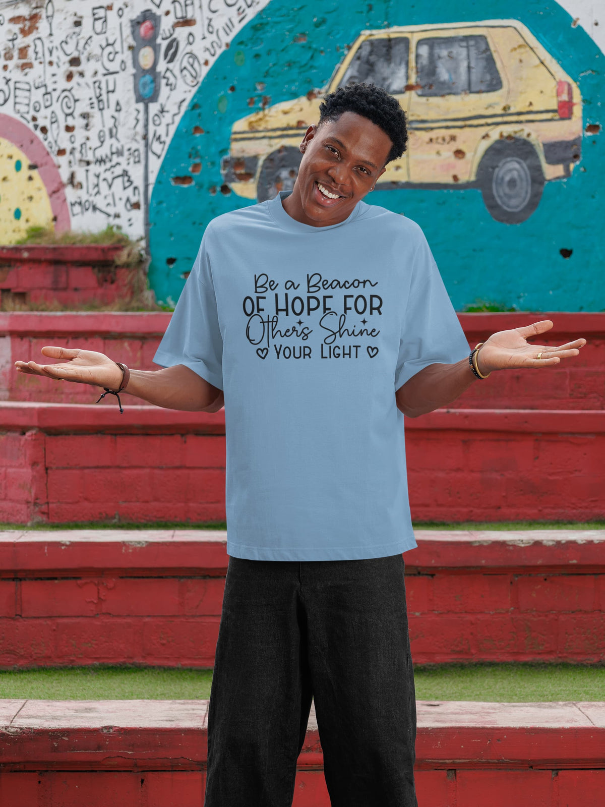 UNISEX BABY BLUE OVERSIZED T-SHIRT