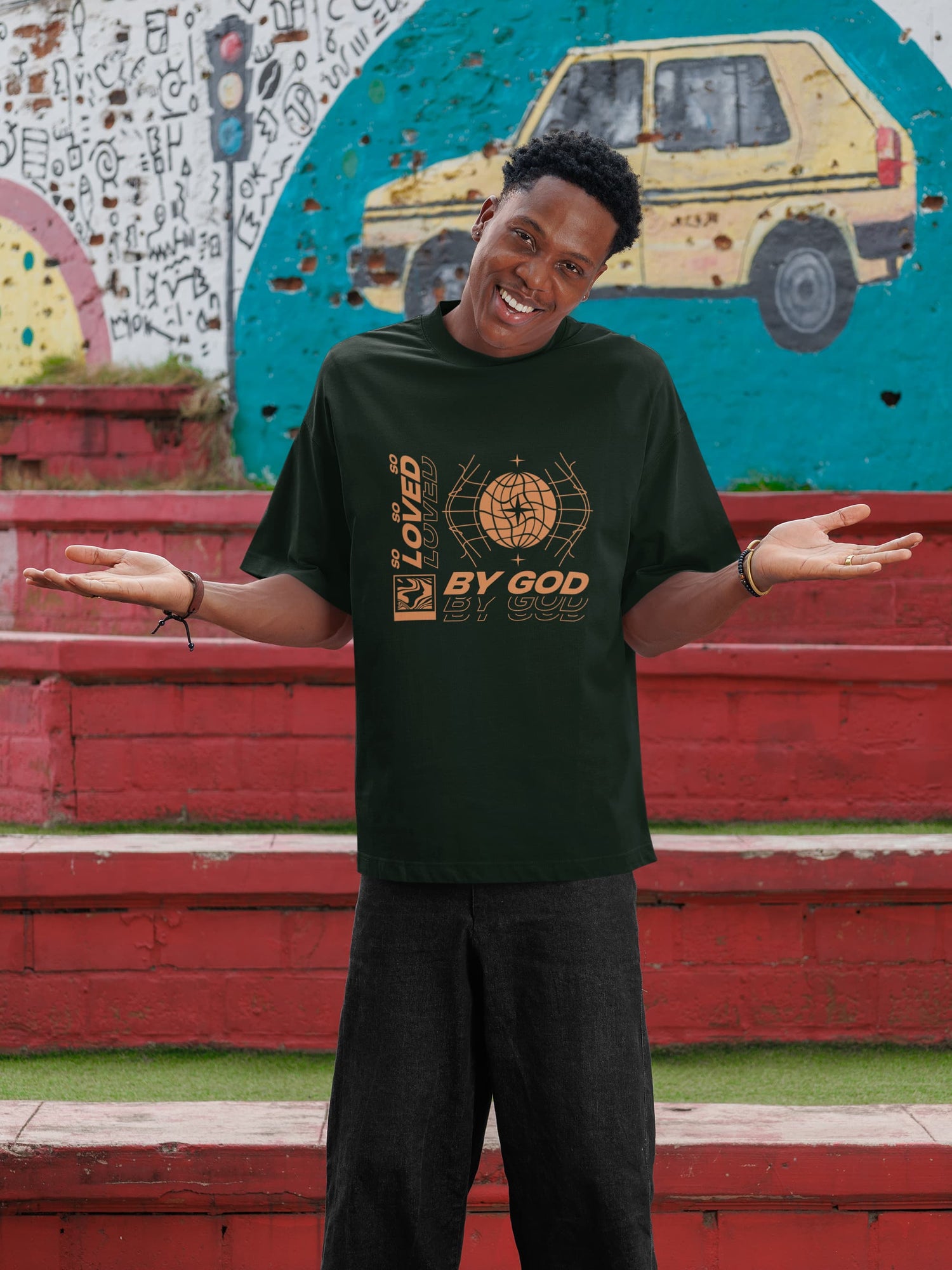 UNISEX BOTTLE GREEN OVERSIZED T-SHIRT 
