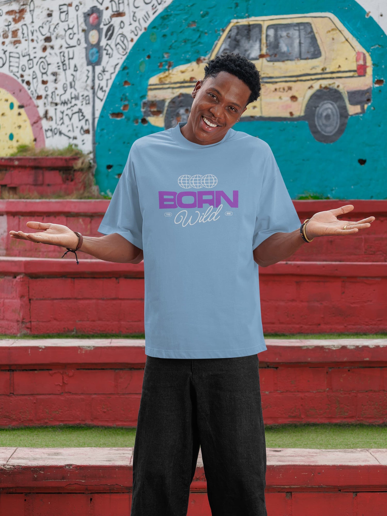 UNISEX BABY BLUE OVERSIZED T-SHIRT