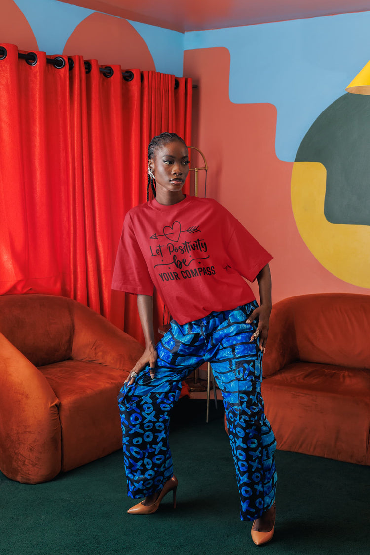 MENS RED OVERSIZED ROUNDNECK T-SHIRT 