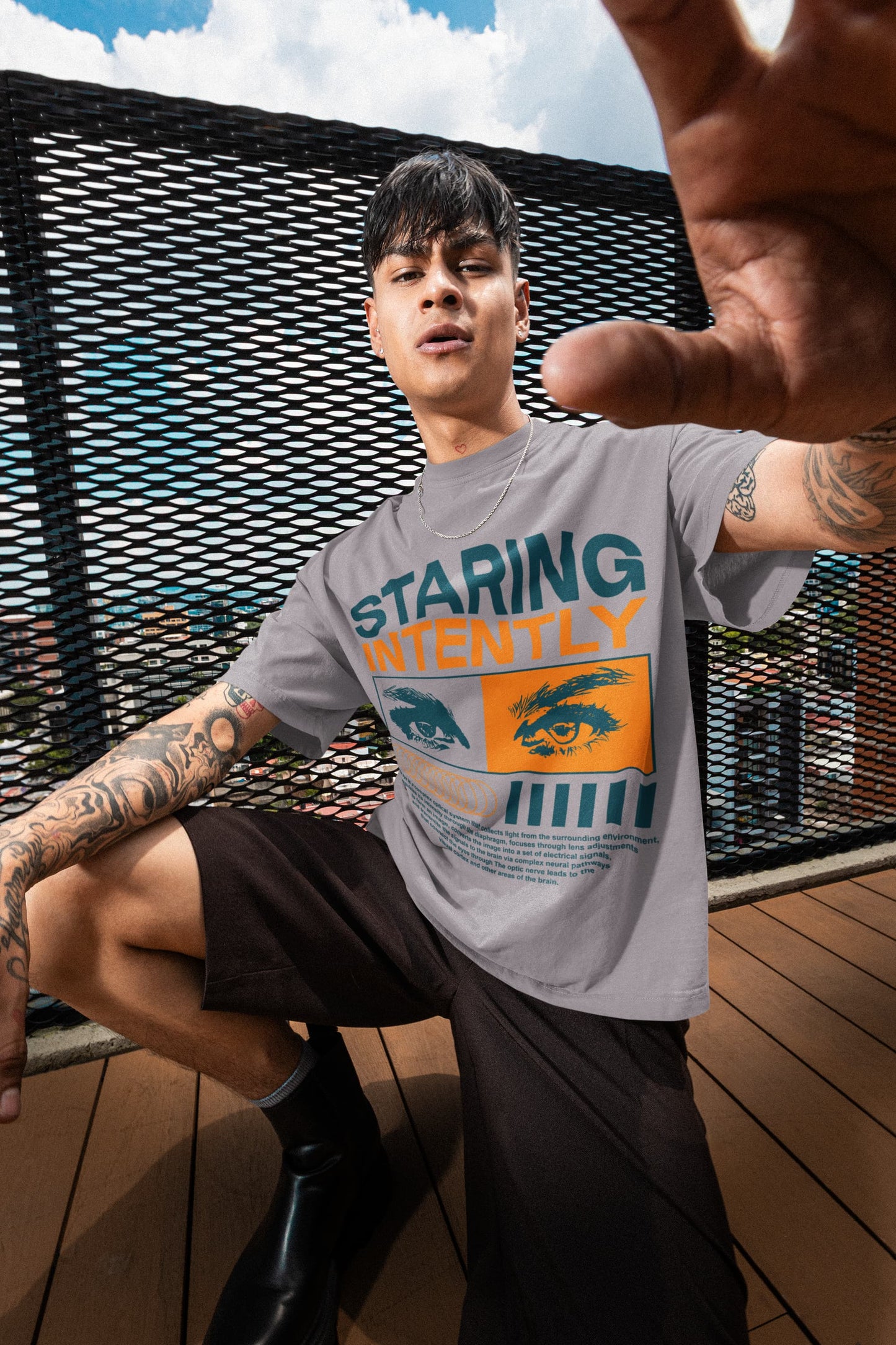 Men's Silver Frost Oversized Round Neck T-shirts
