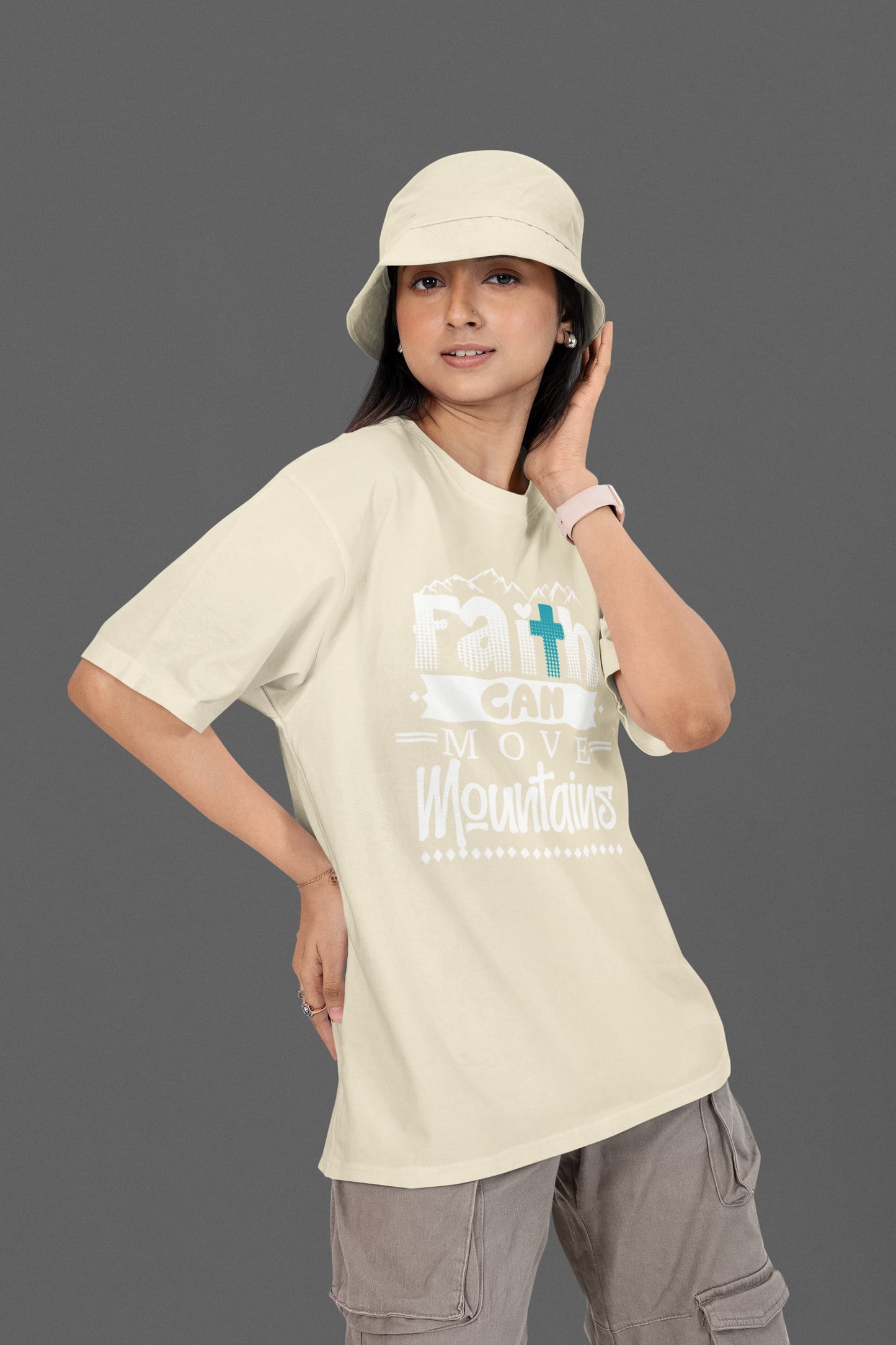 WOMENS OFF WHITE OVERSIZED ROUNDNECK T-SHIRT