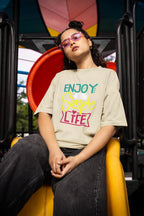 WOMENS OFF WHITE OVERSIZED ROUNDNECK T-SHIRT