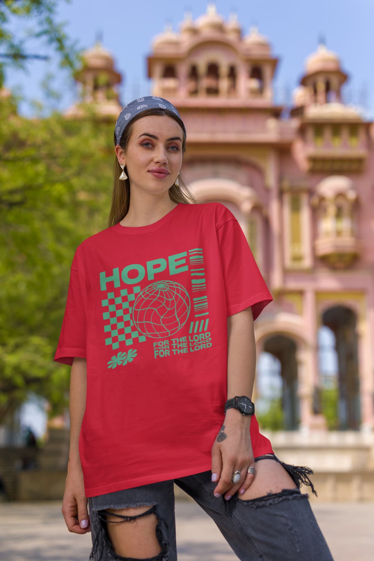 Karavirs® Anchored Red graphic tee for women India