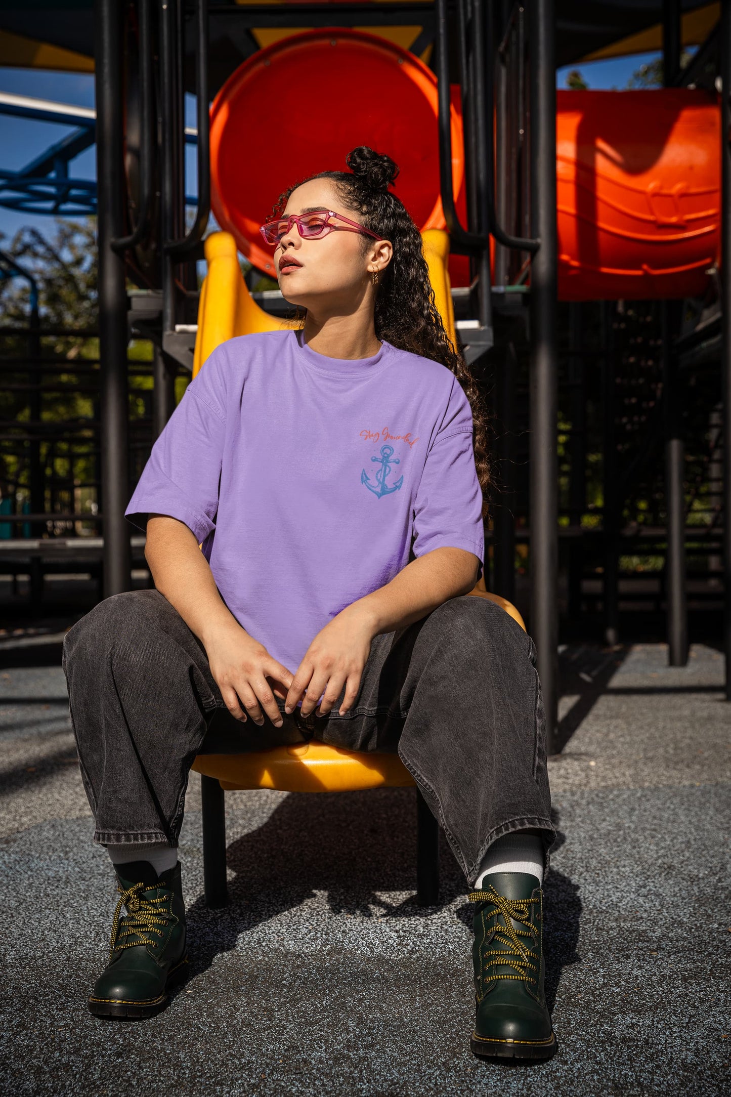 Men's Iris Lavender Oversized Round Neck T-shirts