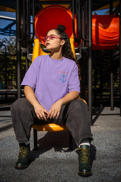 Men's Iris Lavender Oversized Round Neck T-shirts
