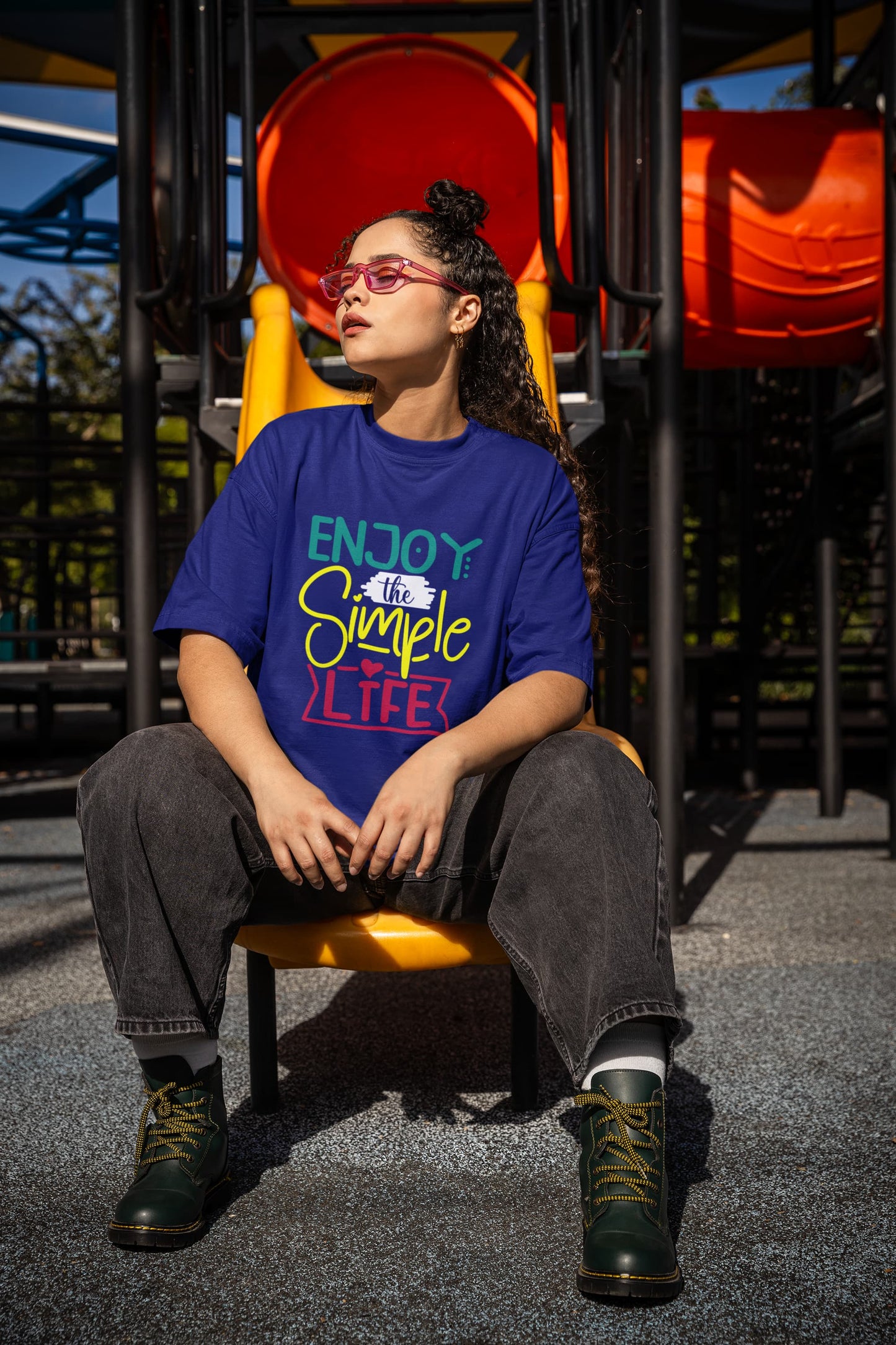 WOMENS ROYAL BLUE OVERSIZED ROUNDNECK T-SHIRT