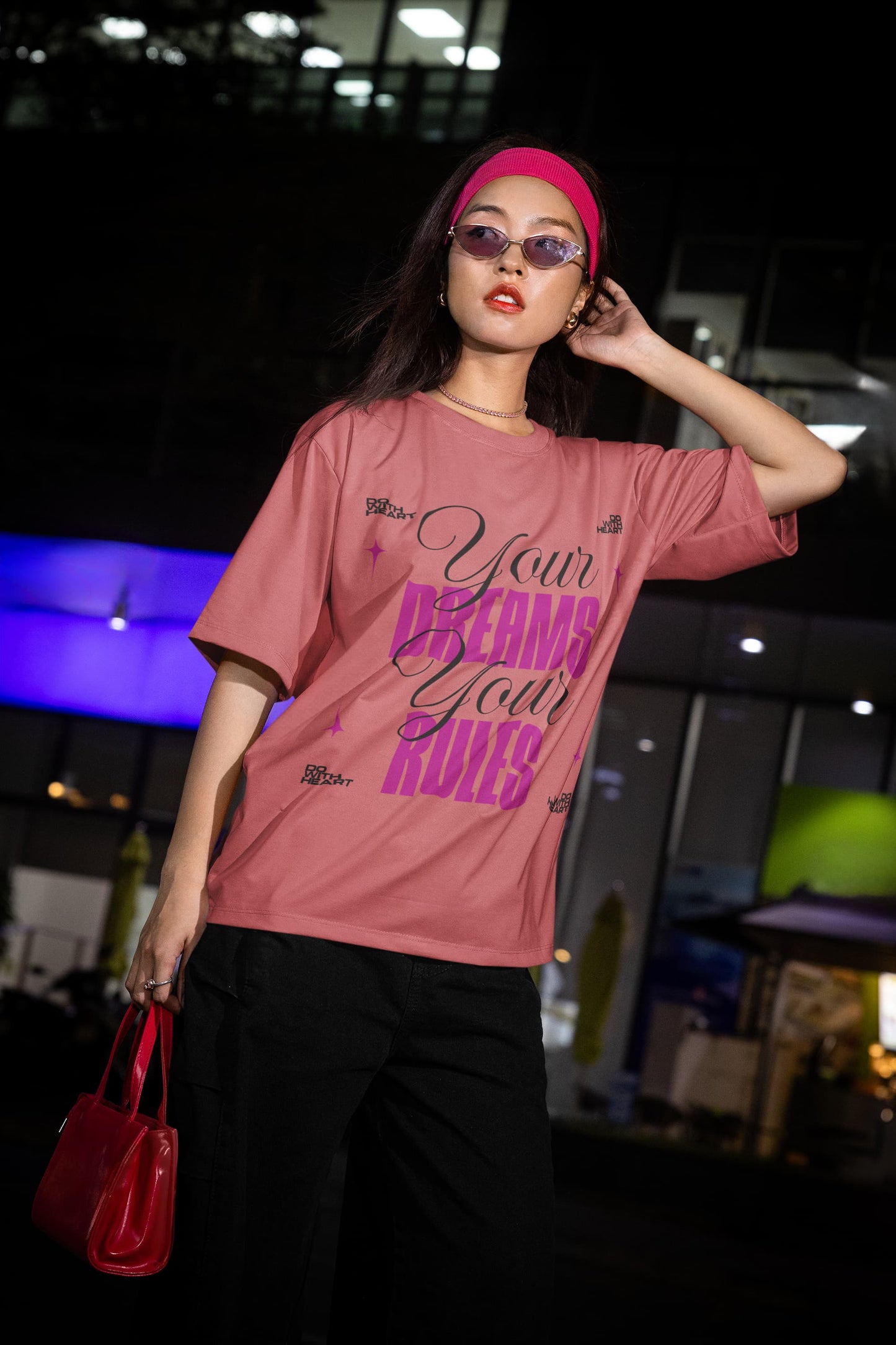 Men's Dusty Rose Oversized Round Neck T-shirts