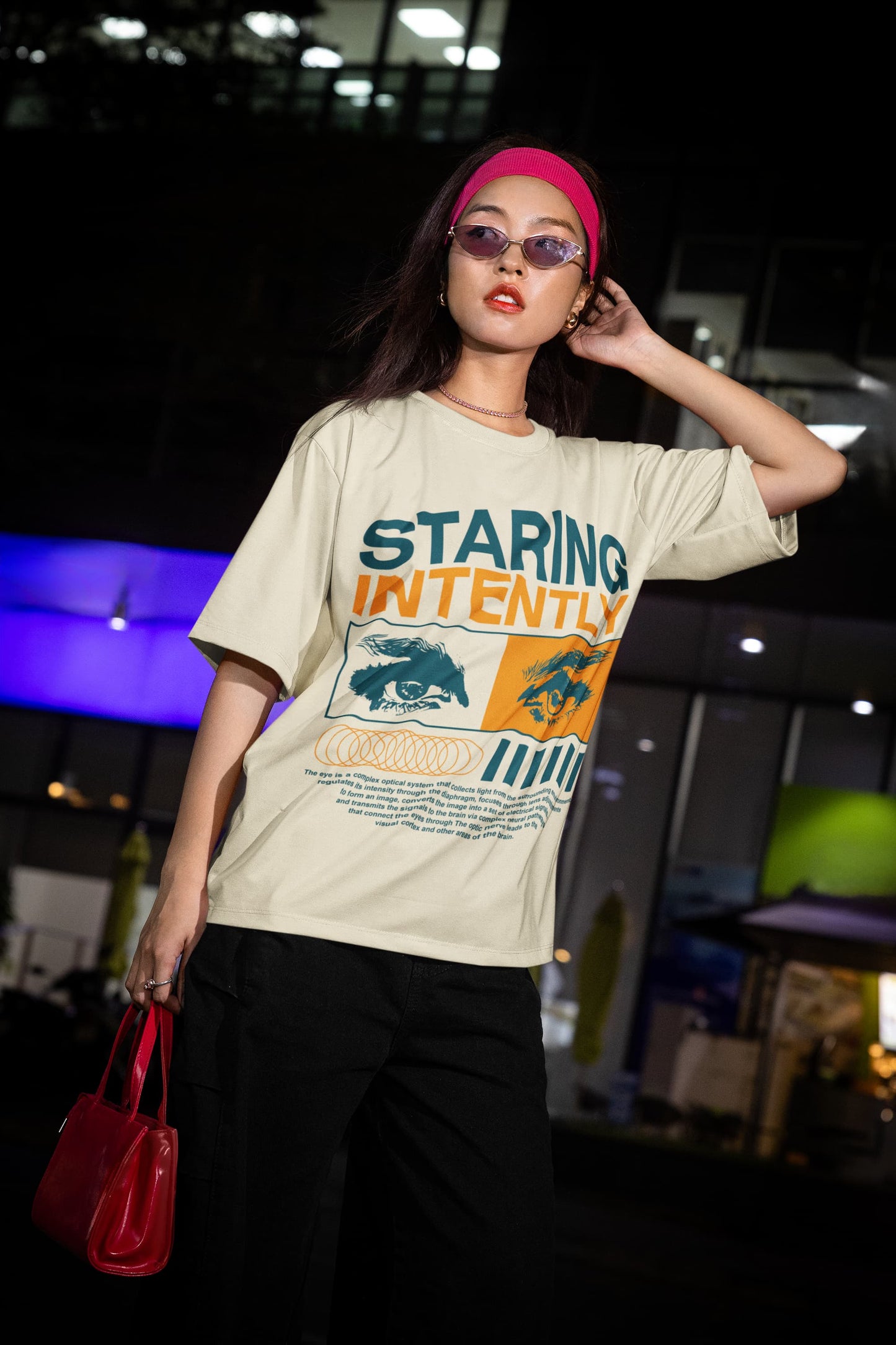 Women's Off White Oversized Round Neck T-shirts