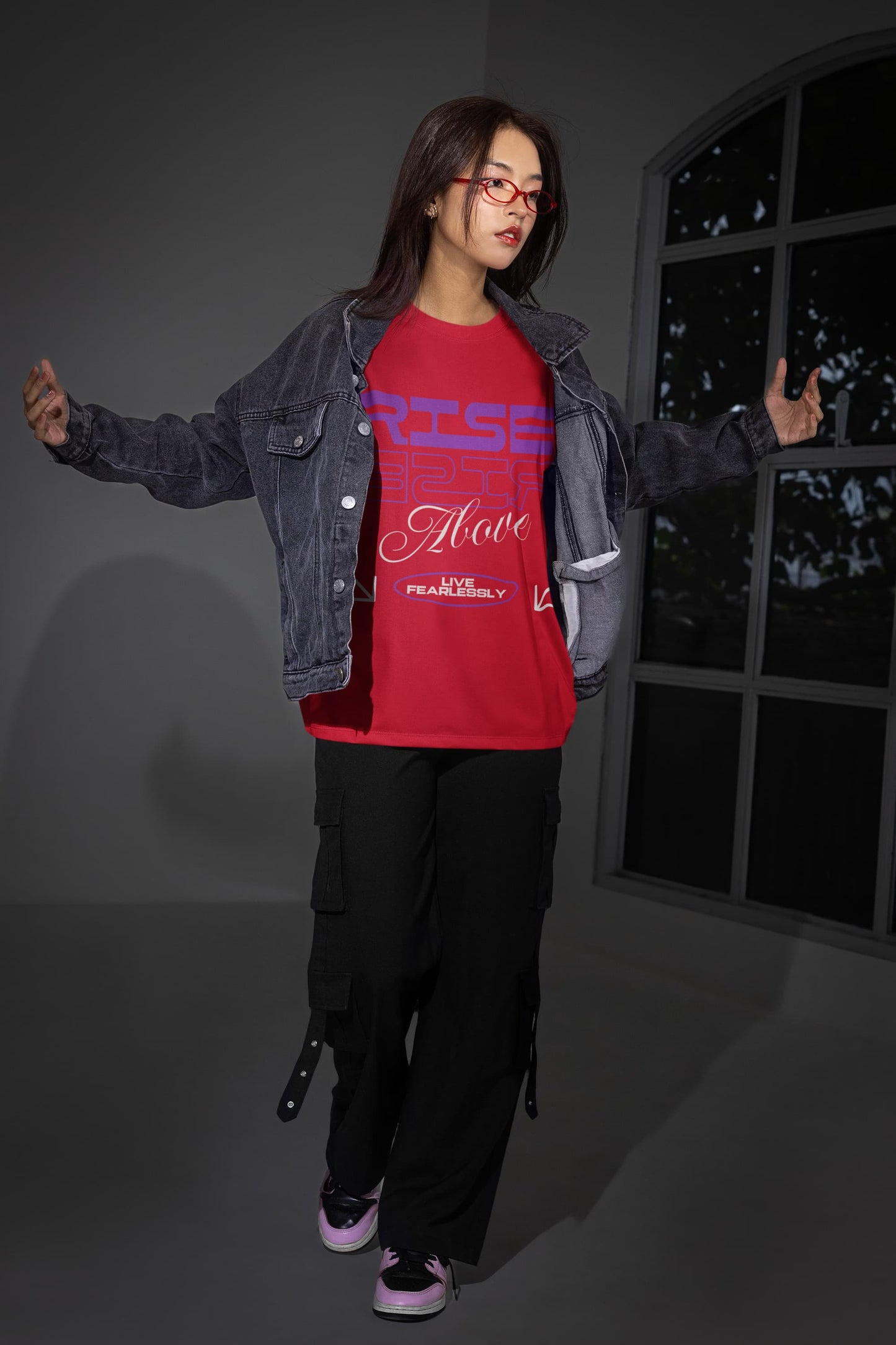 Men's Red Oversized Round Neck T-shirts