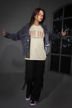 Women's Off White Oversized Round Neck T-shirts