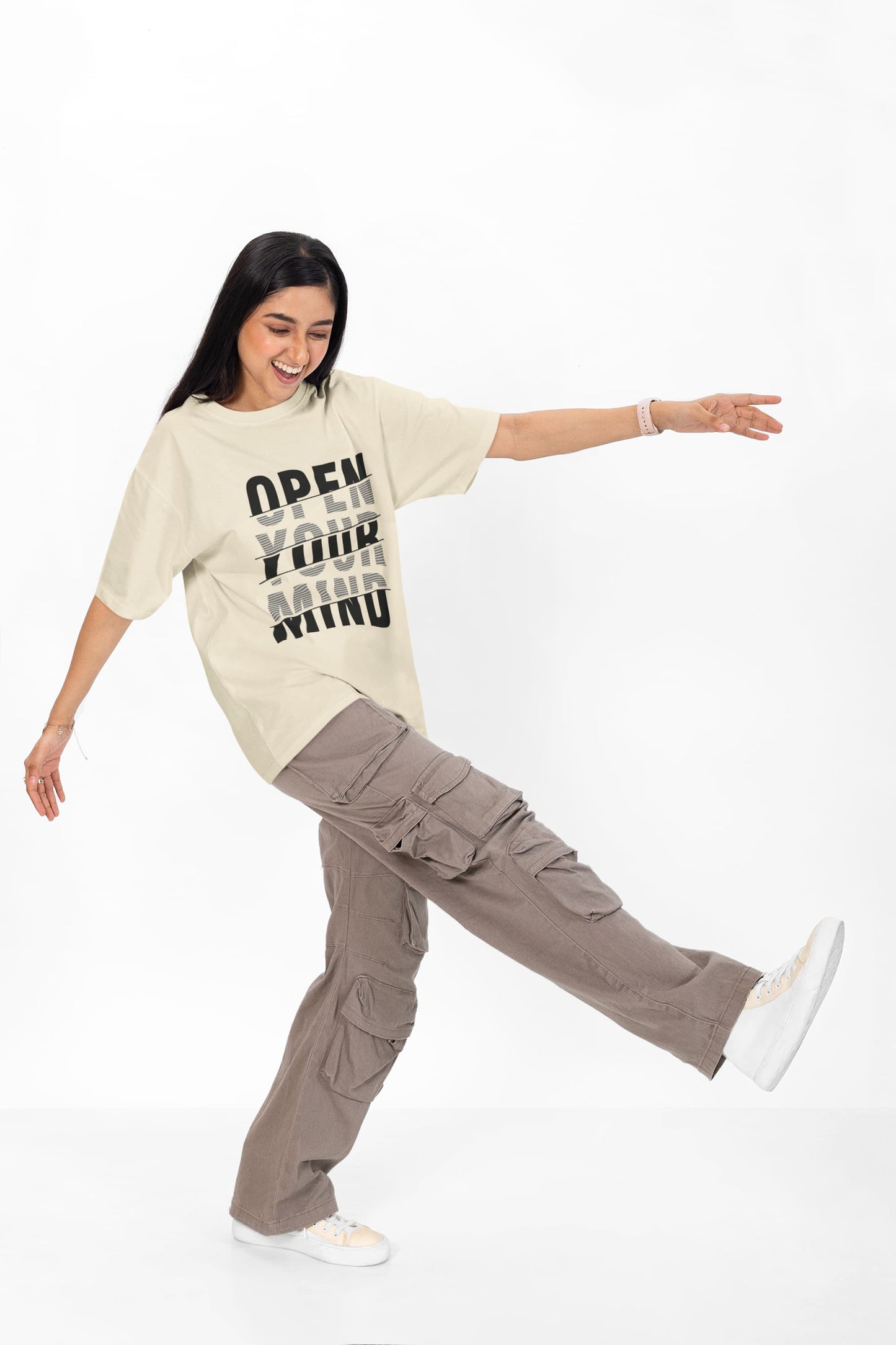WOMENS OFF WHITE OVERSIZED T-SHIRT