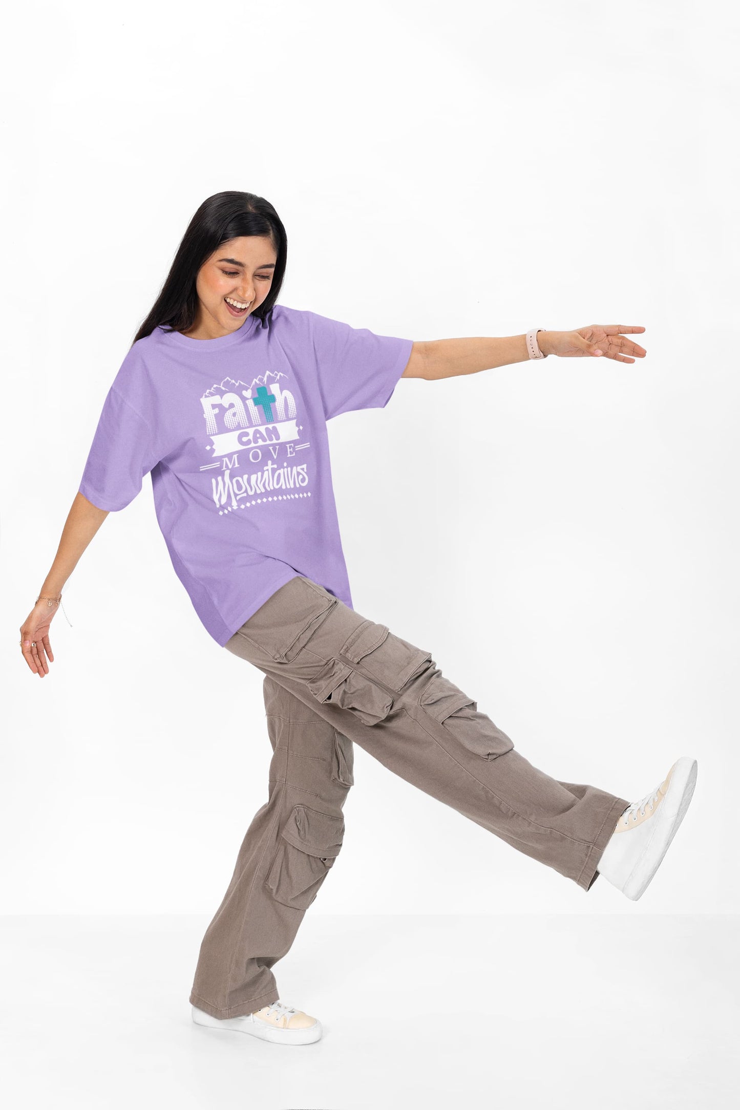 WOMENS IRIS LAVENDER OVERSIZED ROUNDNECK T-SHIRT