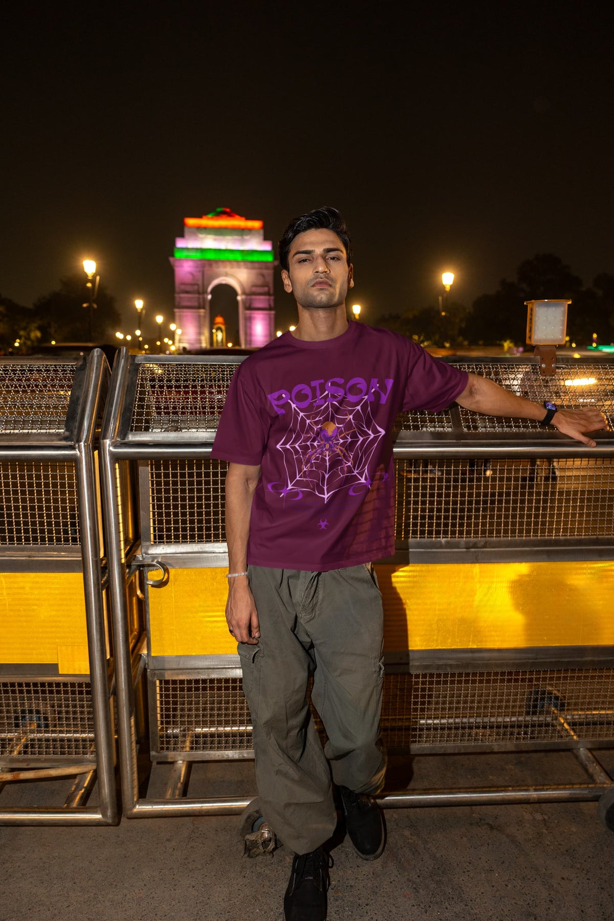 Men's Burgundy Oversized Round Neck T-shirts