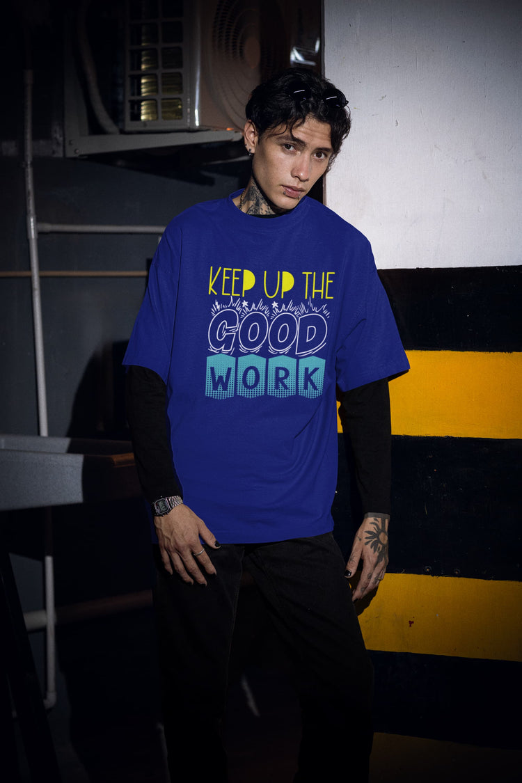 MENS ROYAL BLUE OVERSIZED ROUNDNECK T-SHIRT 