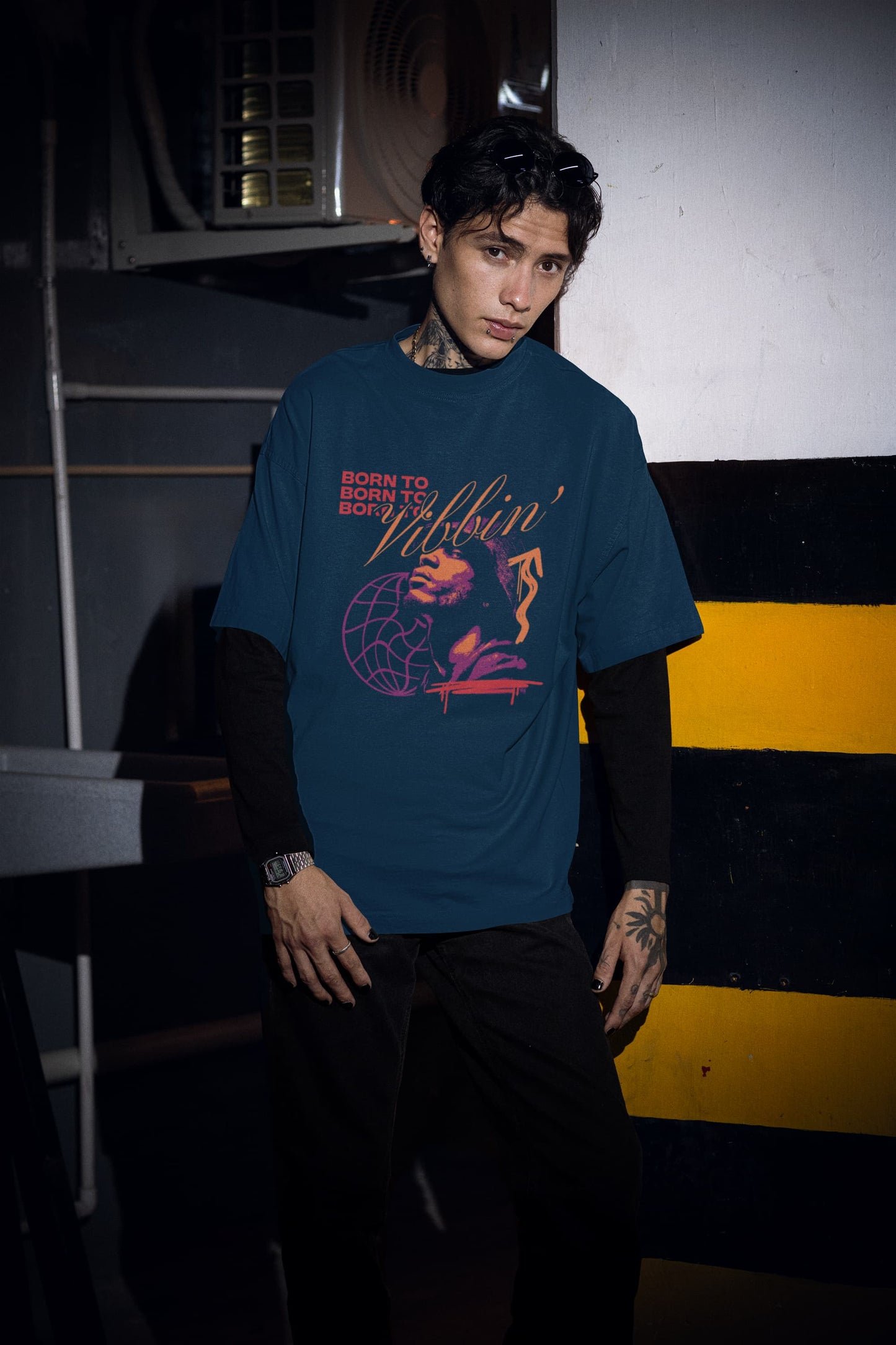 UNISEX NAVY BLUE OVERSIZED T-SHIRT 