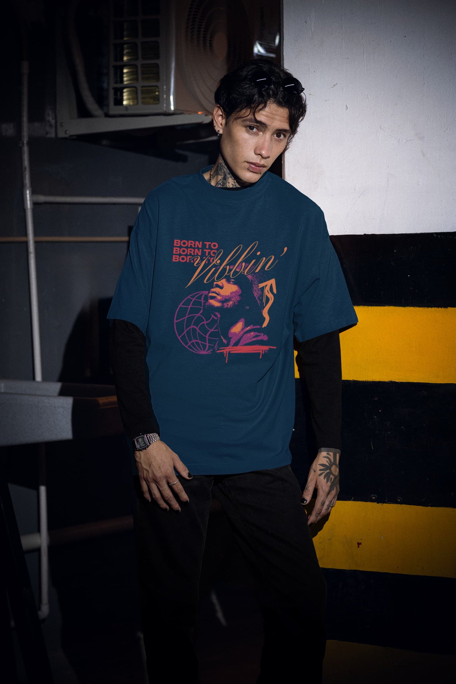 UNISEX NAVY BLUE OVERSIZED T-SHIRT 