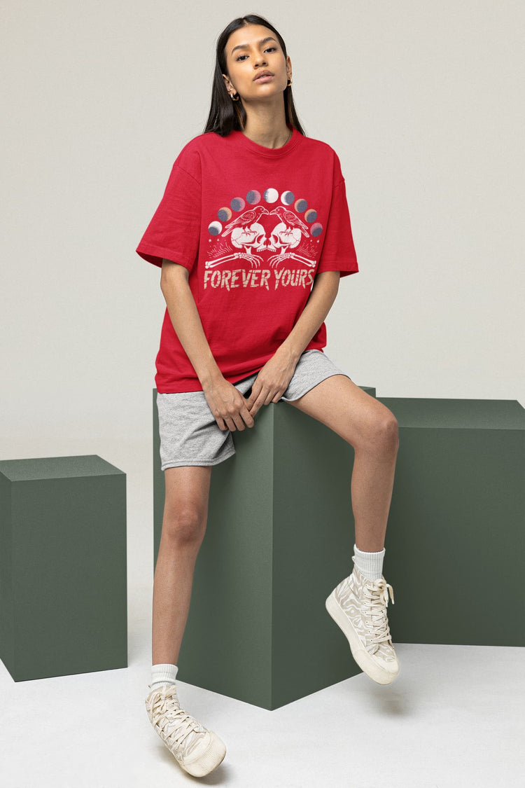 Women’s Red Oversized Round Neck T-shirts