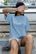 Men's Baby Blue Oversized Round Neck T-shirts