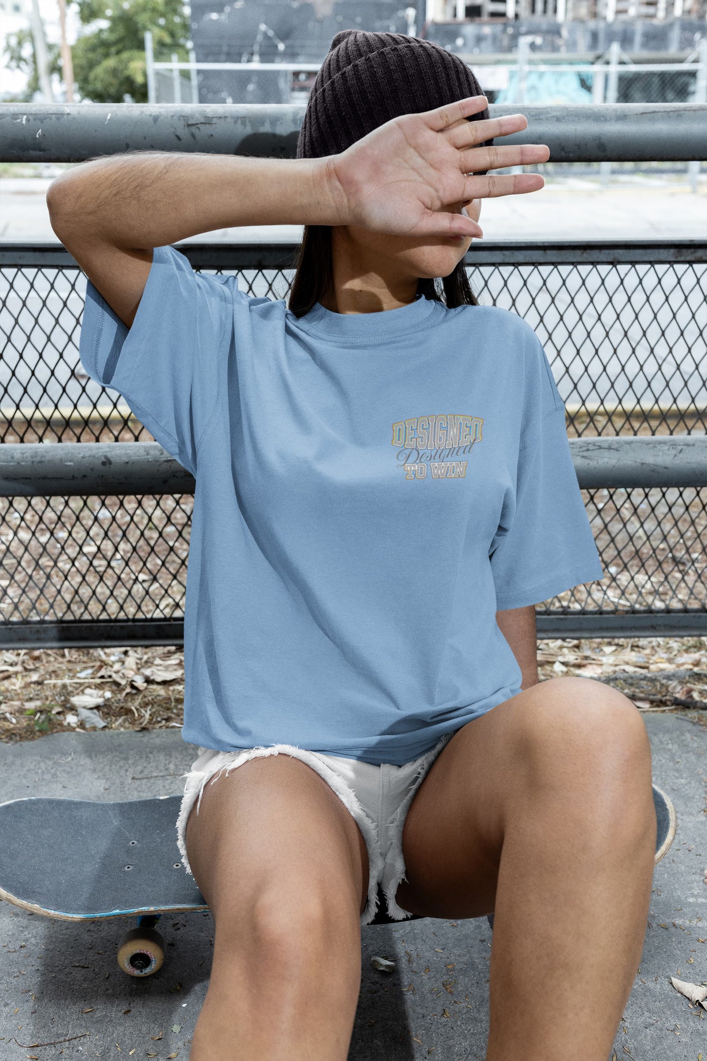 Men's Baby Blue Oversized Round Neck T-shirts