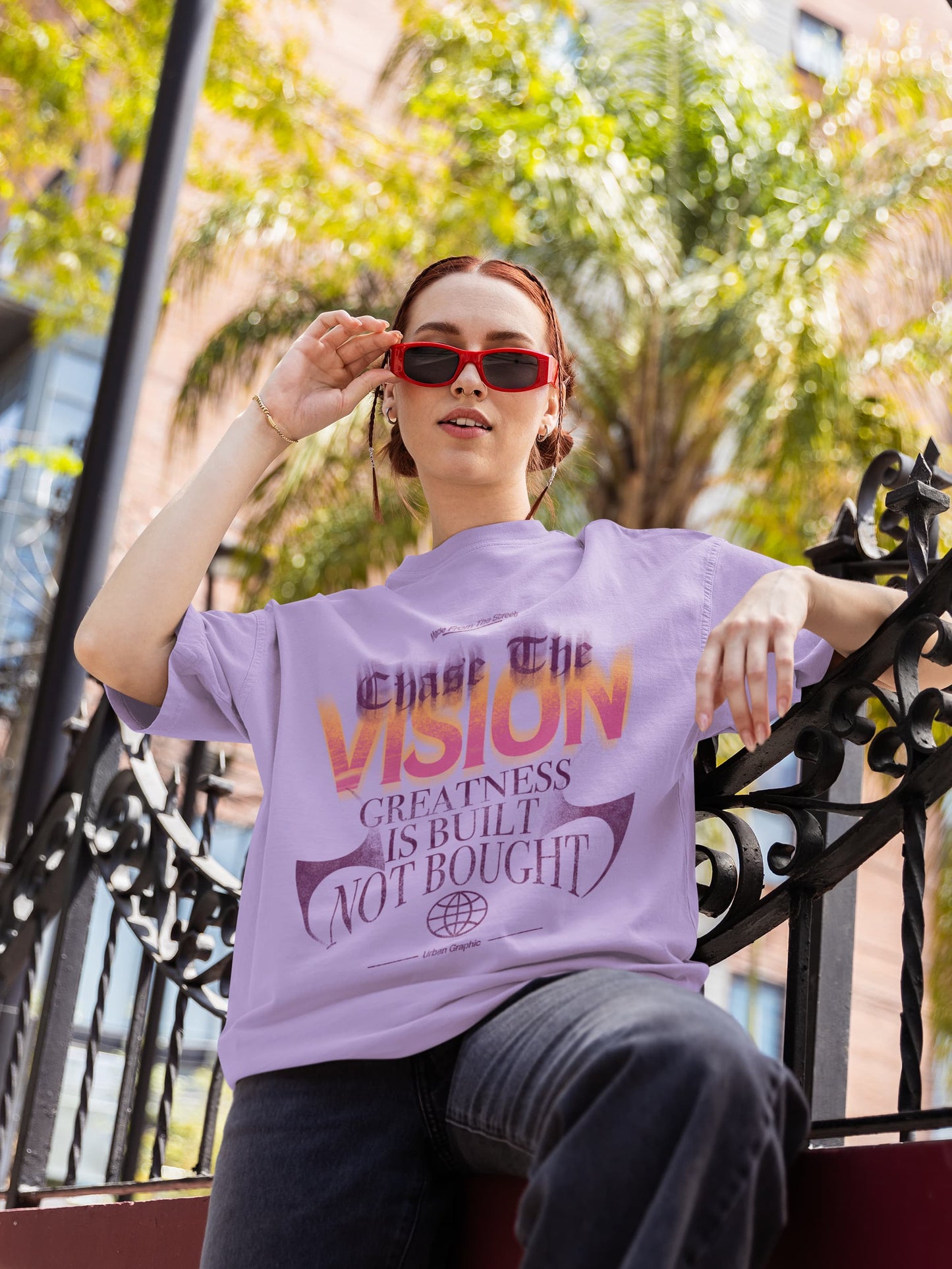 Women's Iris Lavender Oversized Round Neck T-shirt