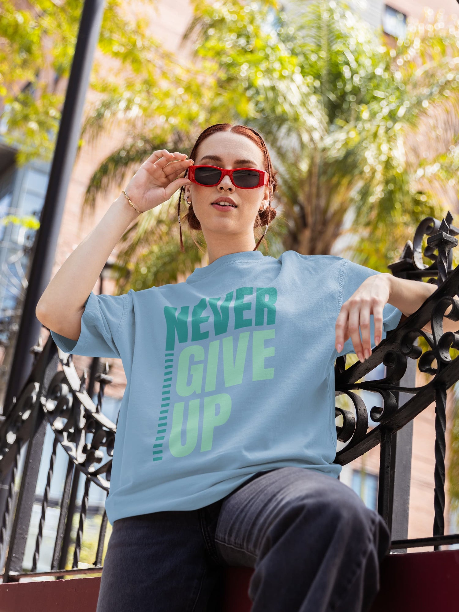 MENS BABY BLUE OVERSIZED ROUNDNECK T-SHIRT 