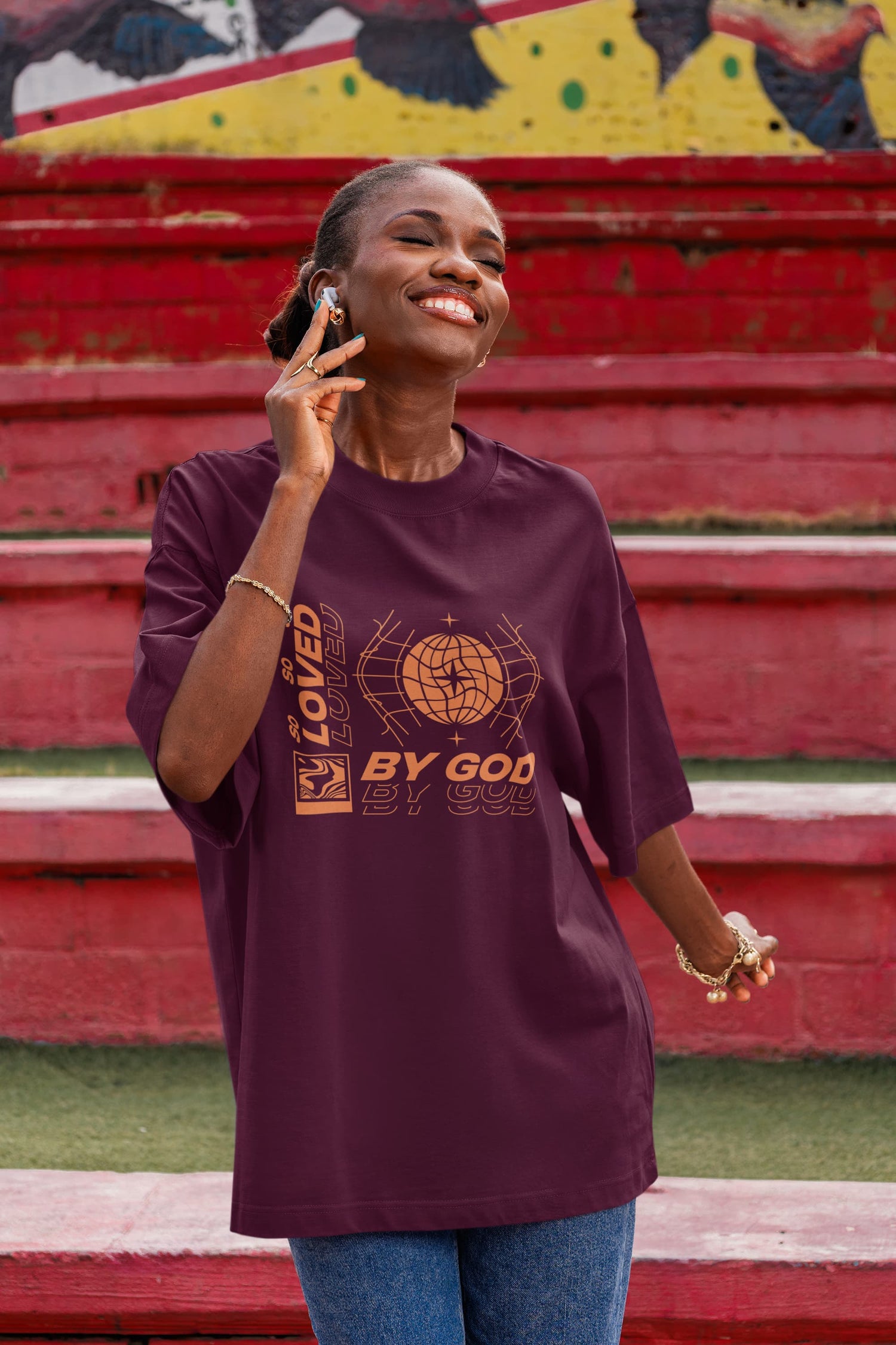 UNISEX BURGUNDY OVERSIZED T-SHIRT 