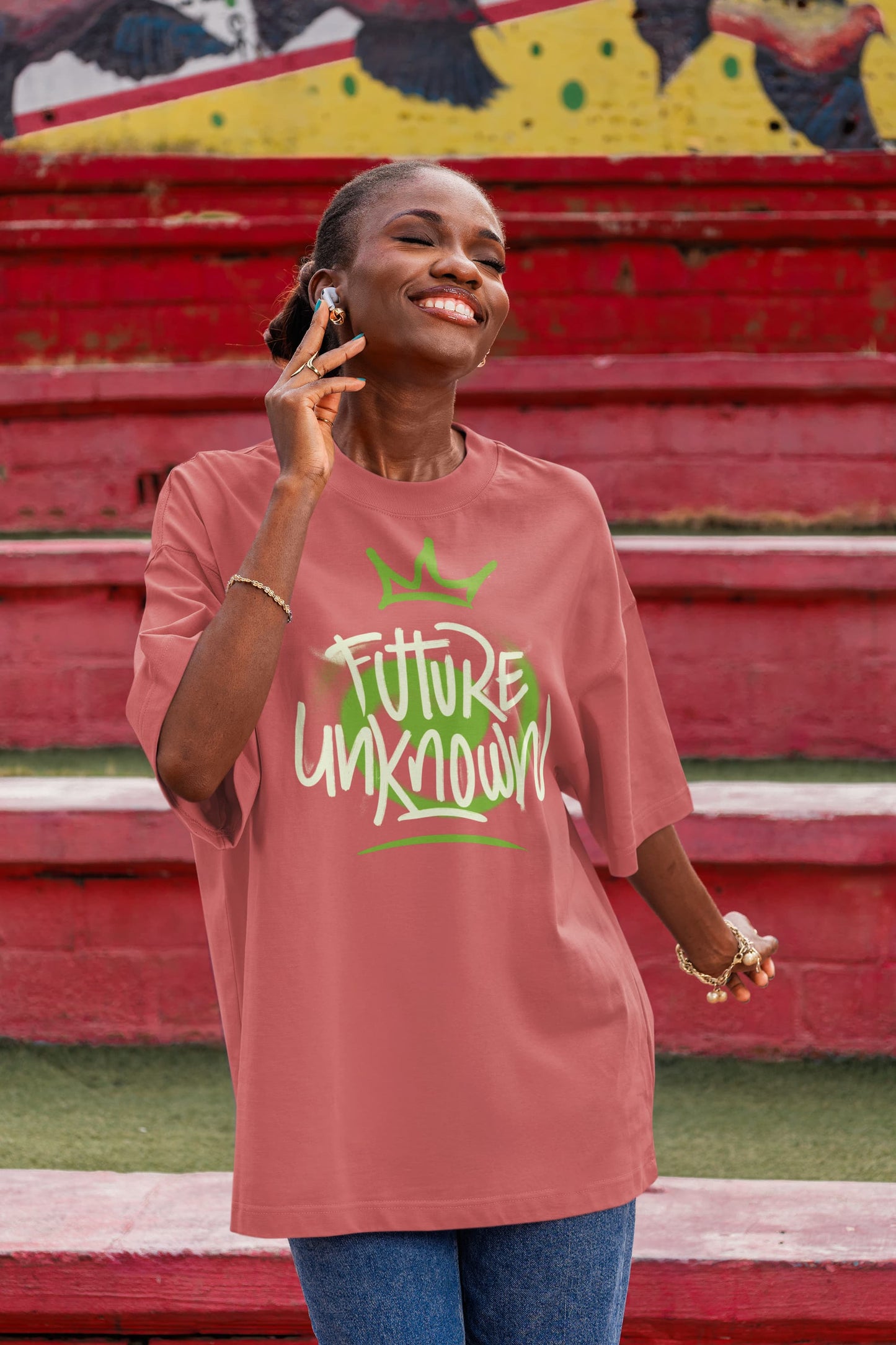 WOMENS DUSTY ROSE OVERSIZED ROUNDNECK T-SHIRT 