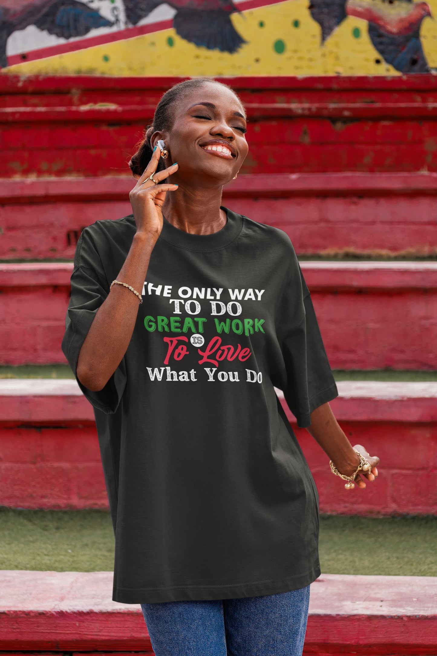 WOMENS BLACK OVERSIZED ROUNDNECK T-SHIRT