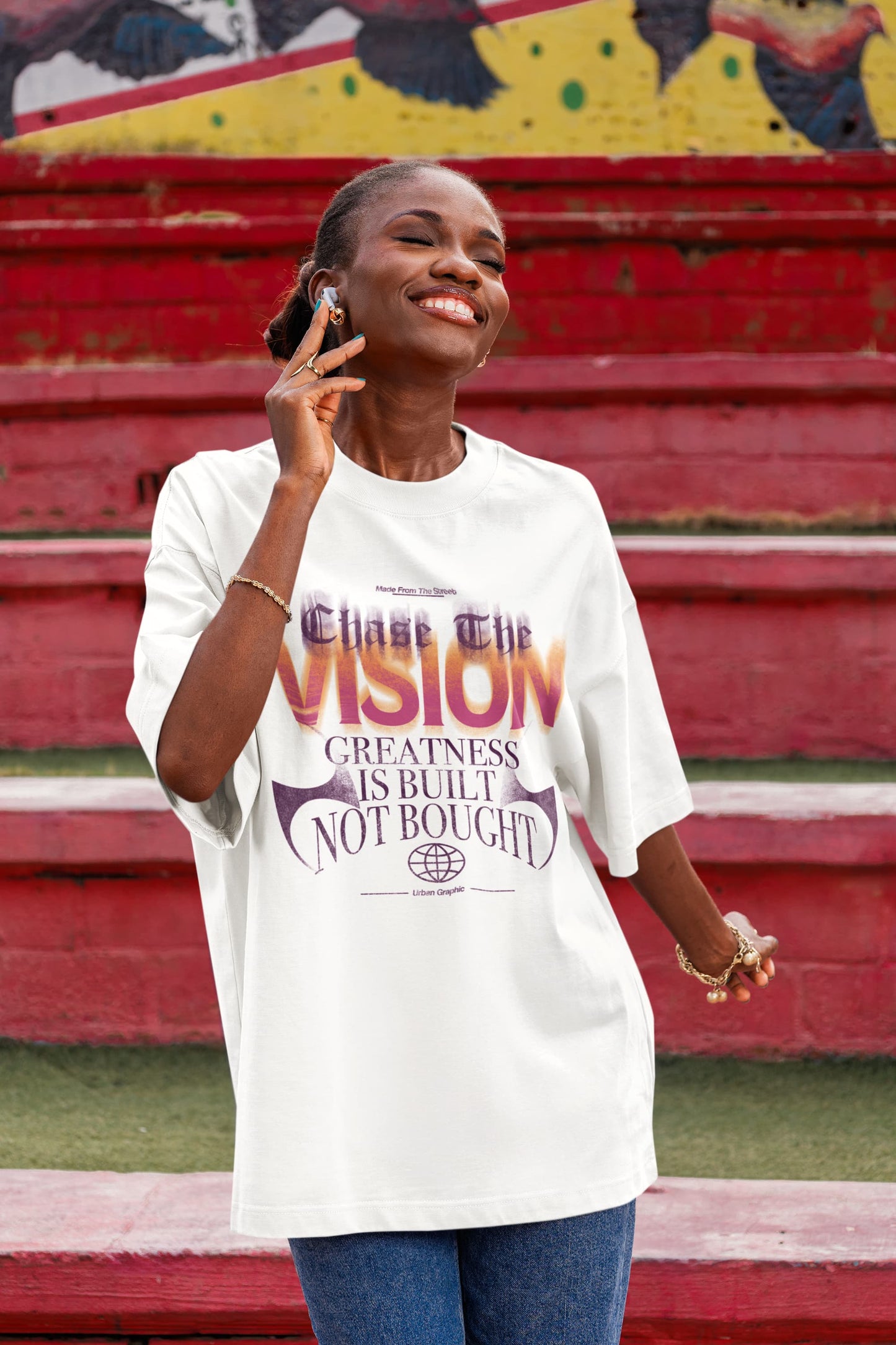Women's White Oversized Round Neck T-shirt