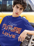 Men's Royal Blue Oversized Round Neck T-shirts