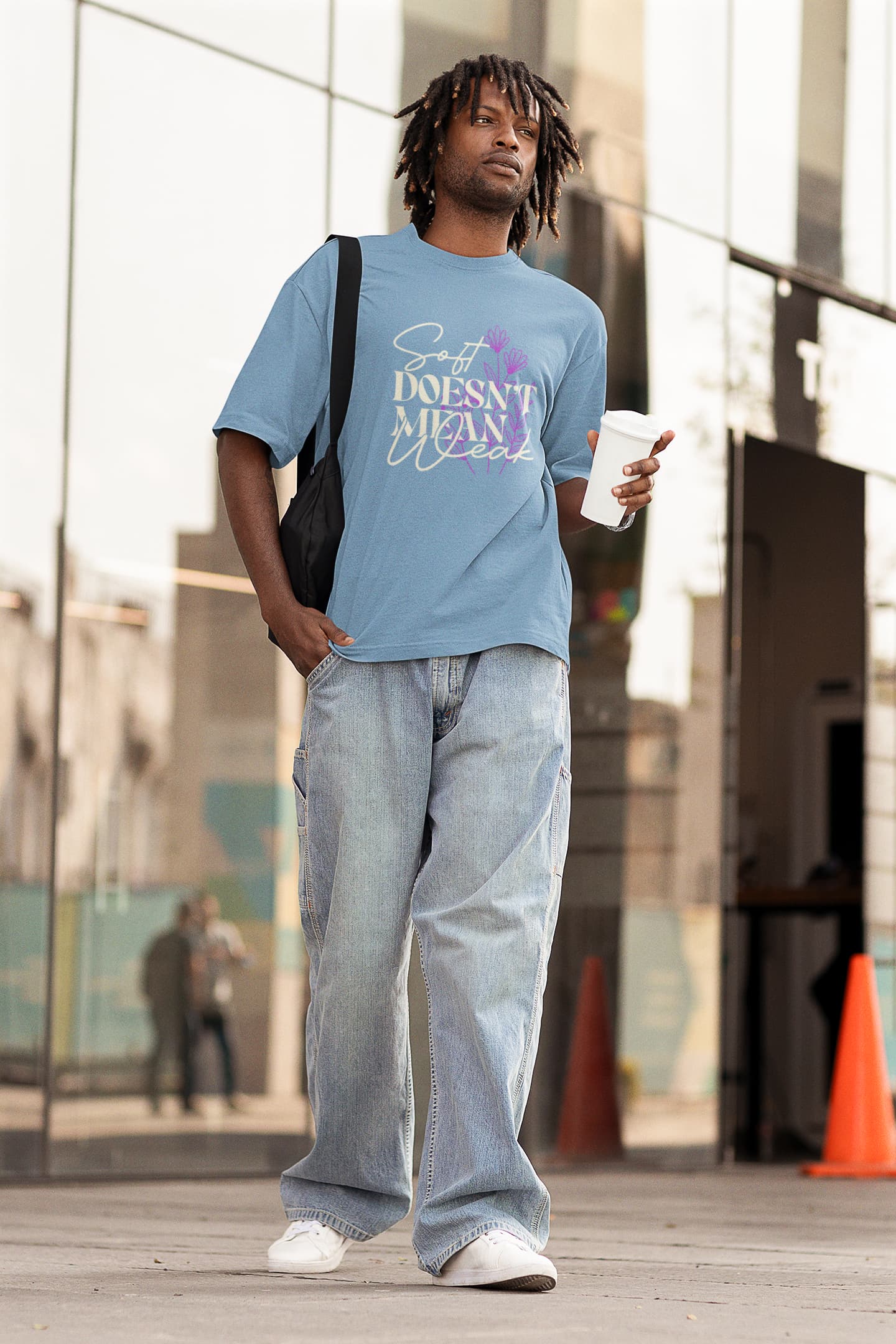 MENS BABY BLUE OVERSIZED T-SHIRT