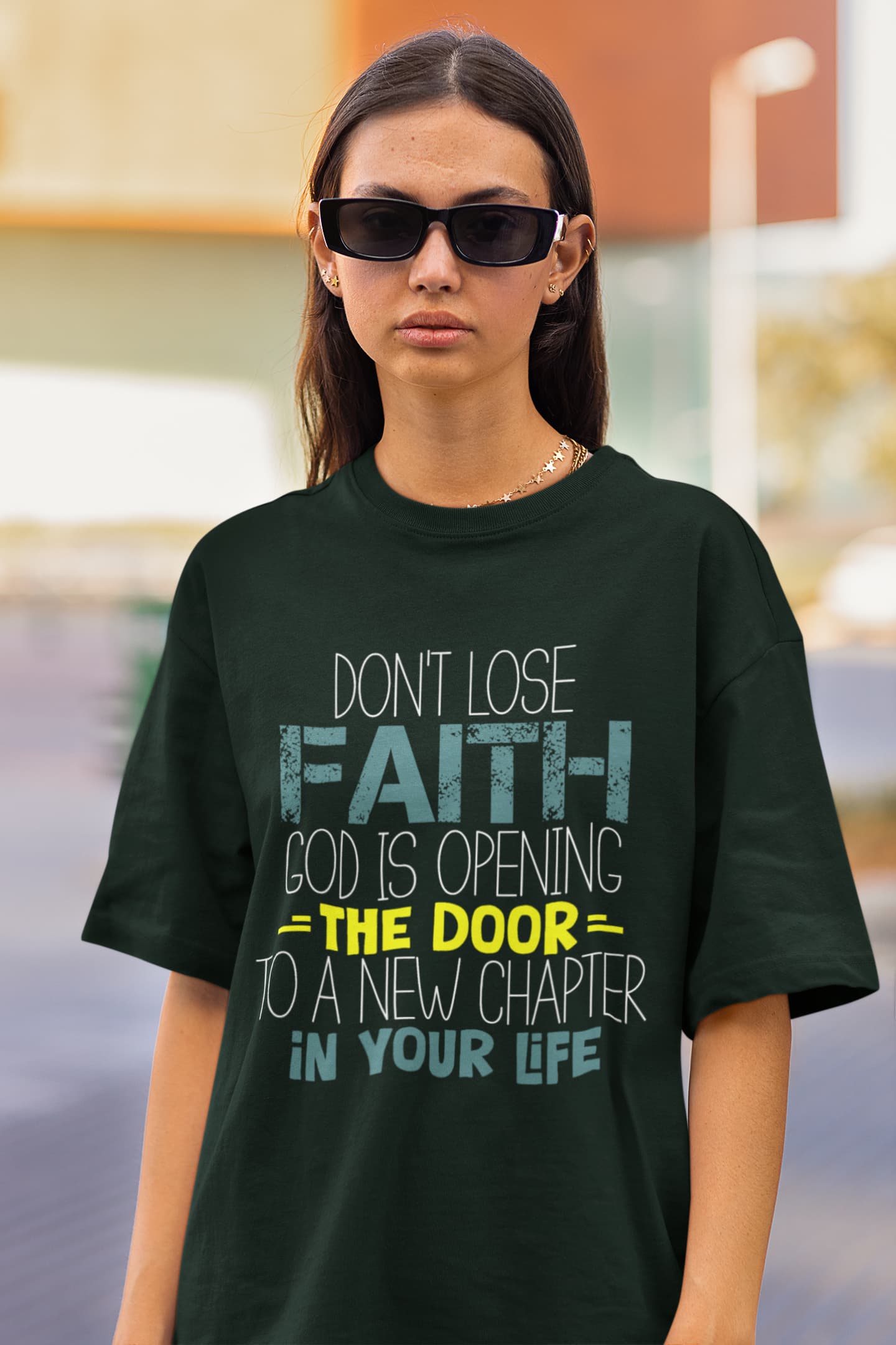 WOMENS BOTTLE GREEN OVERSIZED T-SHIRT