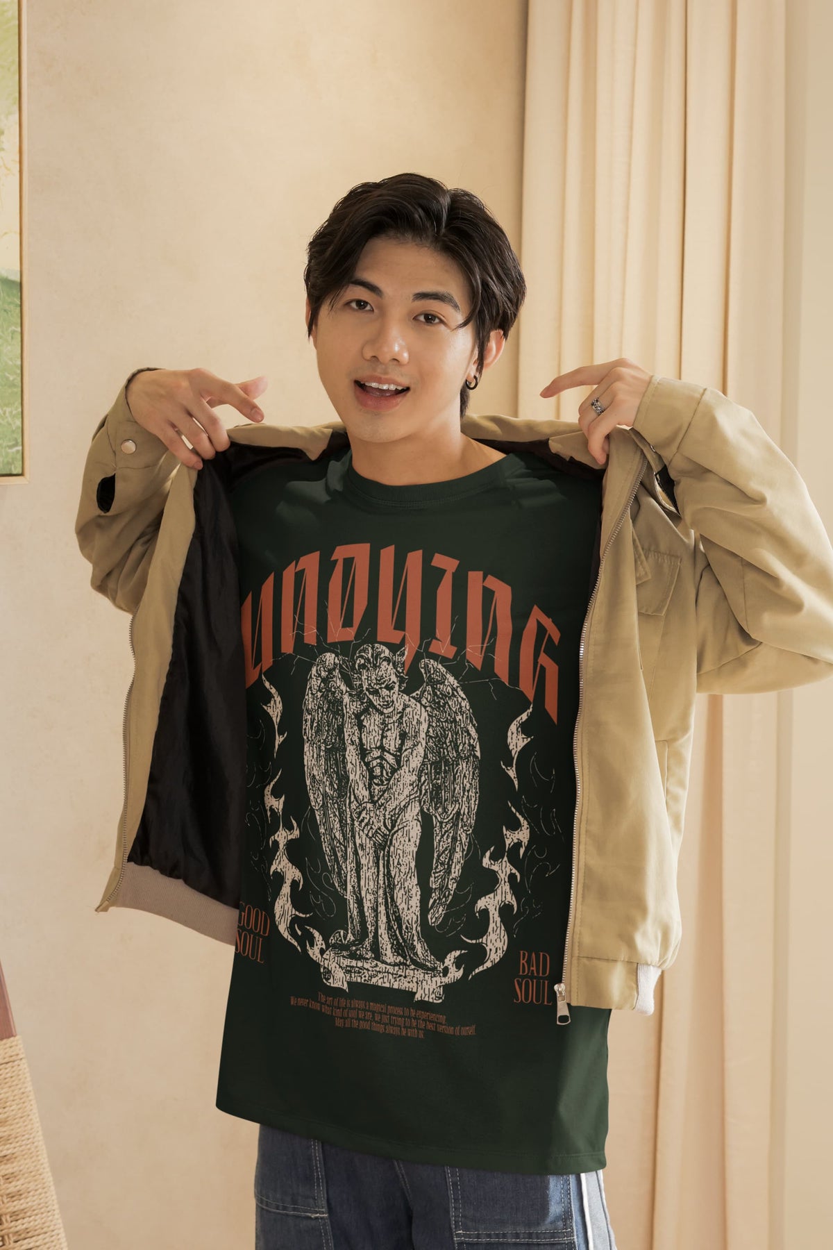 Men's Bottle Green Oversized Round Neck T-shirts