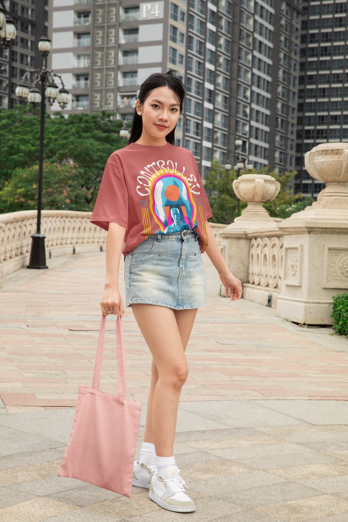 Men's Dusty Rose Oversized Round Neck T-shirts