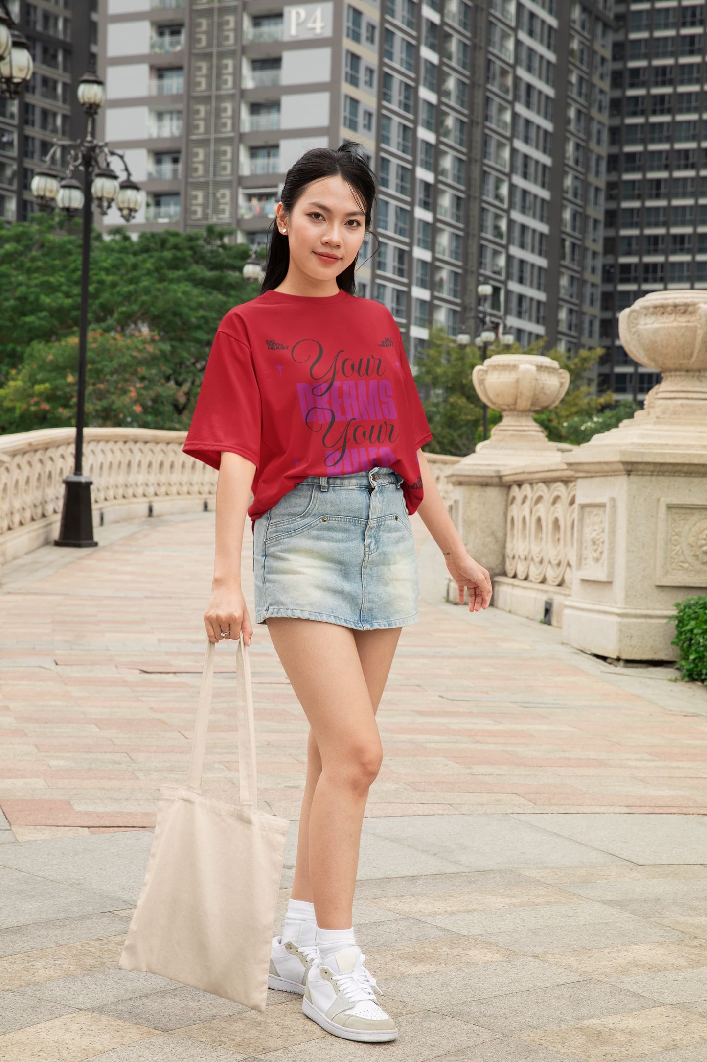 Men's Red Oversized Round Neck T-shirts