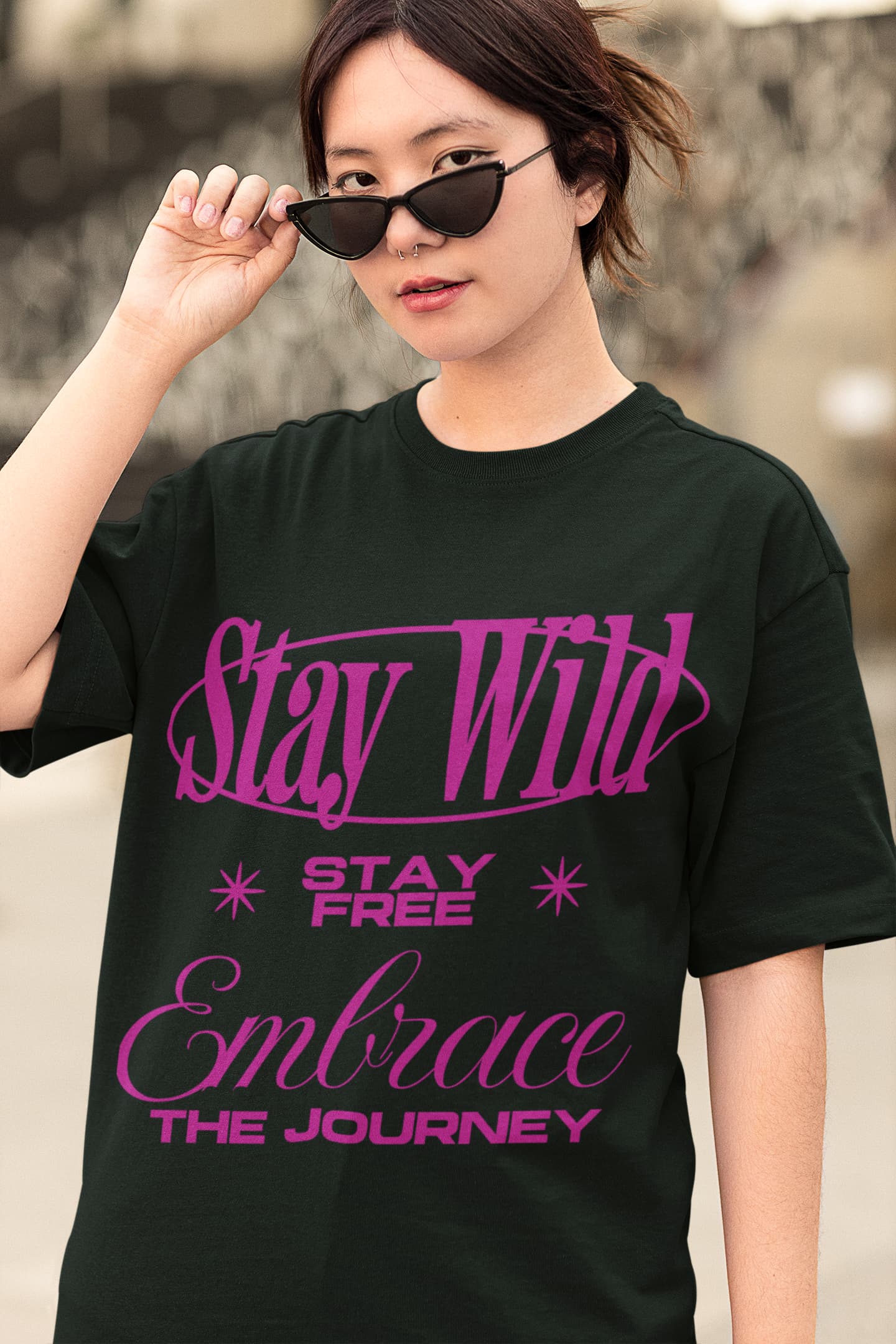 Men's Bottle Green Oversized Round Neck T-shirts