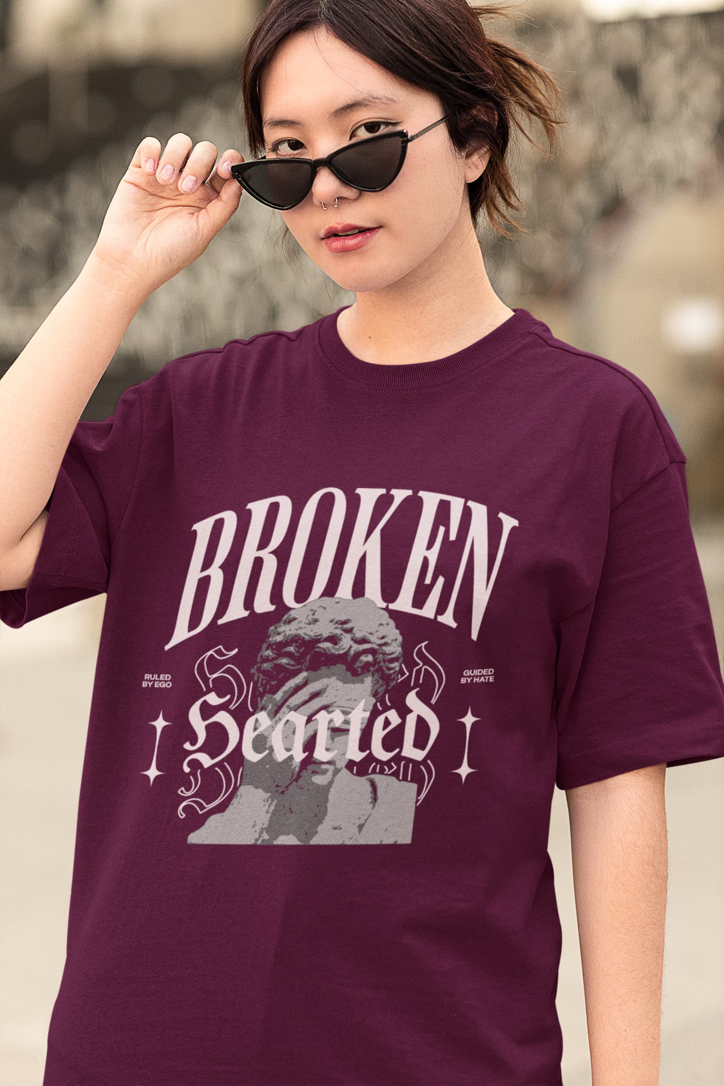 UNISEX BURGUNDY OVERSIZED T-SHIRT 